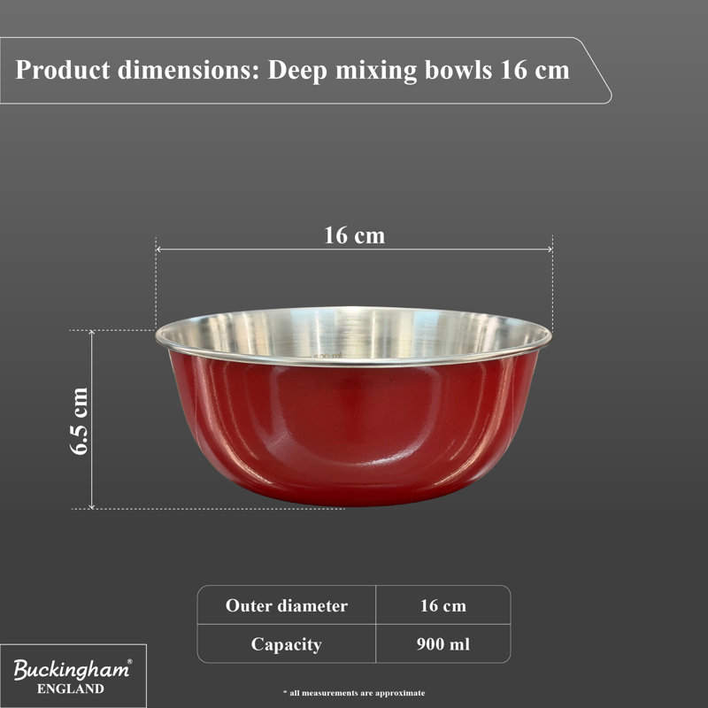 Buckingham Stainless Steel Deep Mixing Bowl  , Red