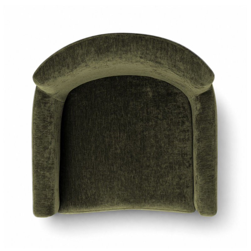 Fully Upholstered Chenille Accent Armchair with Hidden Casters, Green