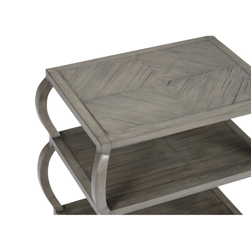 Gray Rectangular Bamboo Laminate Tiered End Table