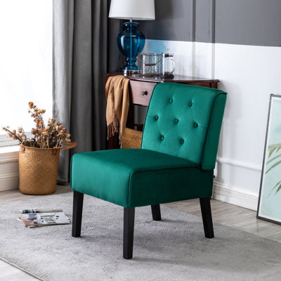 Fauteuil d'appoint à motif capitonné avec tissu en velours Living Room