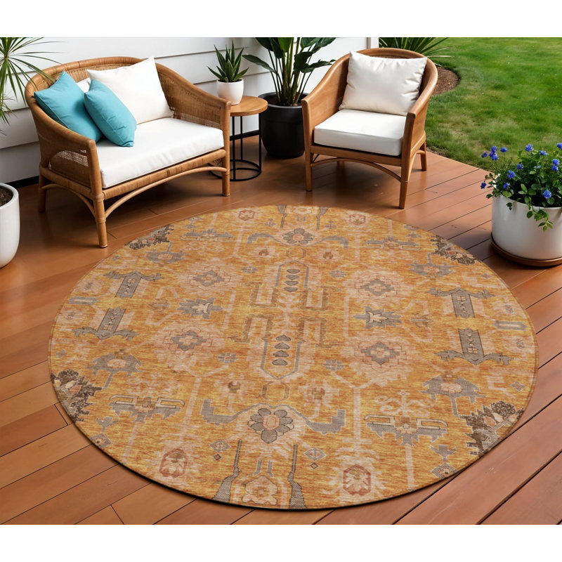 Tapis oriental rond 8 po beige