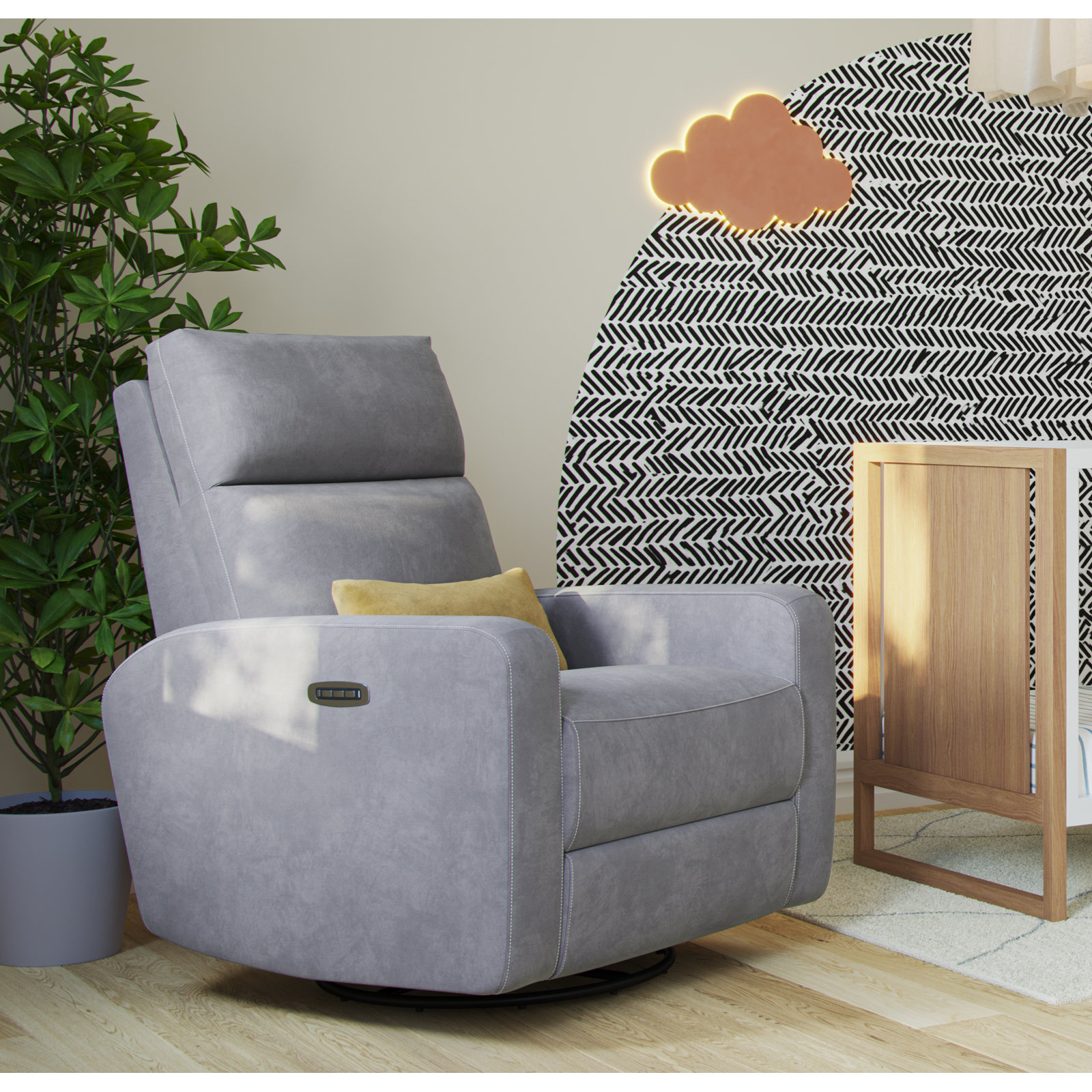 Nurture Premium Plus Power Swivel Glider, Gray