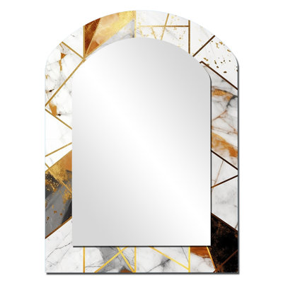 Exploring Golden Abstracted Symmetry V - Geometric Arch Unique Wall Mirror, Modern Asymmetrical Mirror, Printed Metal Art