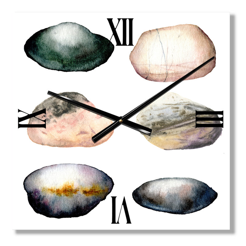 Horloge murale six pierres de mer abstraites, Moyen