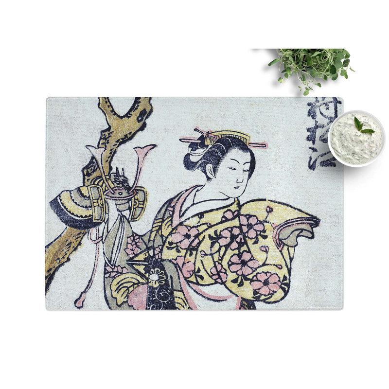 Tempered Glass Woman Beneath a Tree by Kitao Shigemasa Chopping Board, 28.5 cm x 20 cm