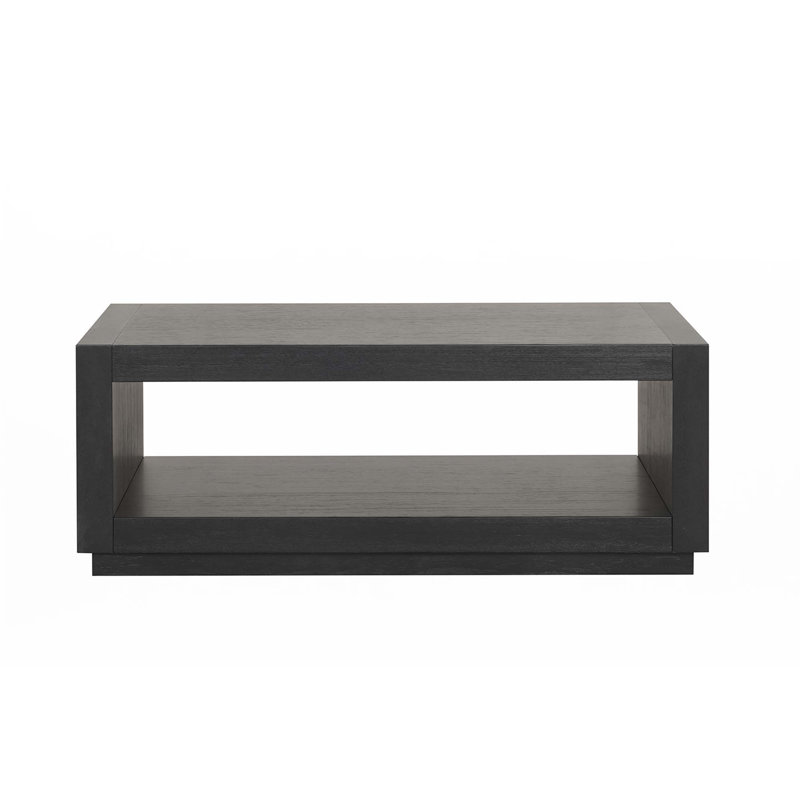 Table basse rectangulaire avec socle et tablette inférieure ouverte (ensemble de 1), Noir