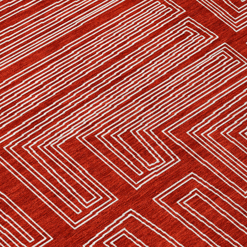 Clayra Red Washable Indoor-Outdoor Rug - , 10' x 14'