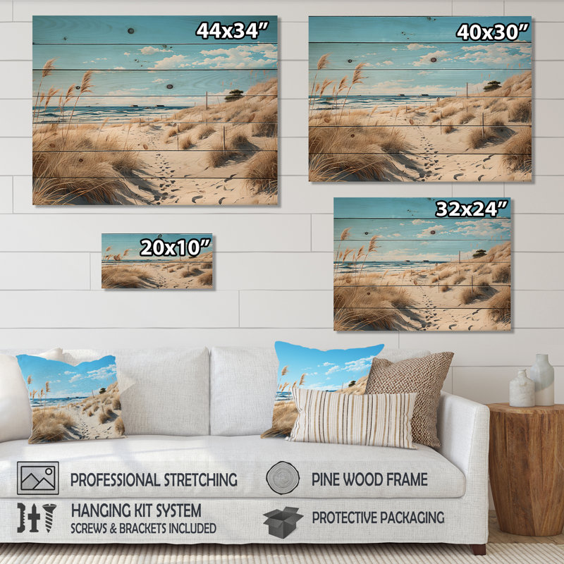 Photo herbe de plage II sur bois, H 24 po x l 32 po x P 0,78 po