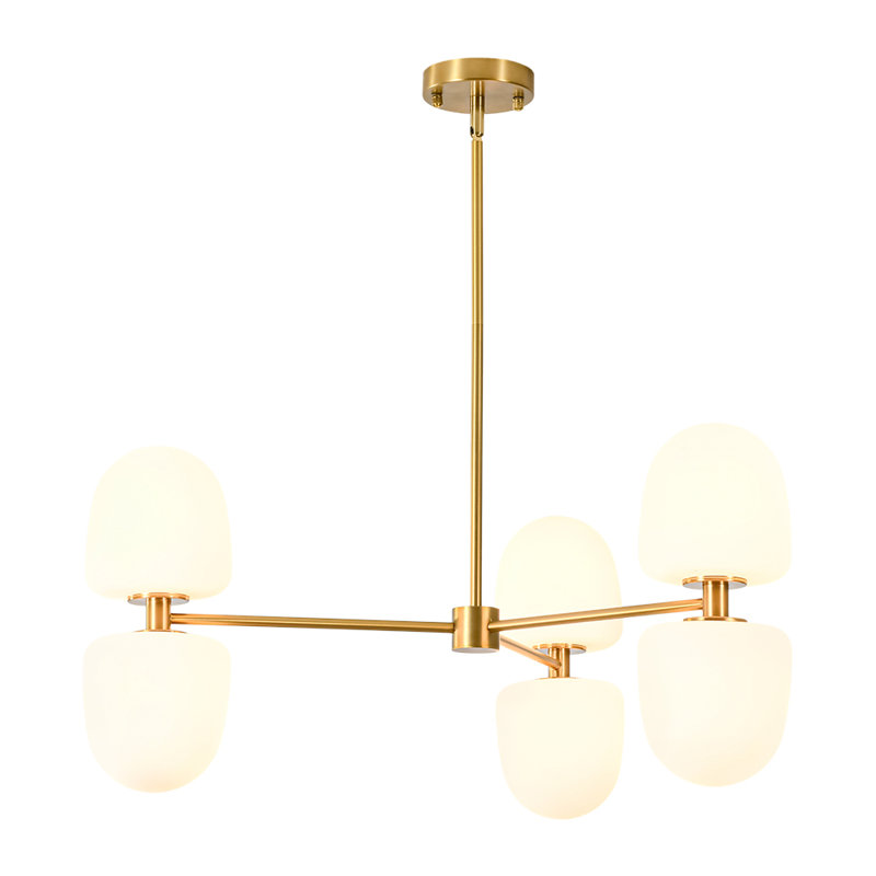 6-Light Up-down Frosted Dome Glass Linear Chandelier