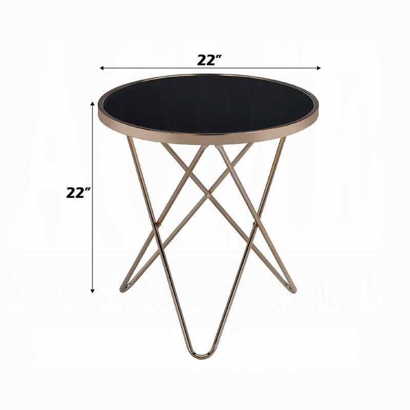 1Pc End Table Frame Round Glass Top Mid-Century Modern Design Living Room Furniture
