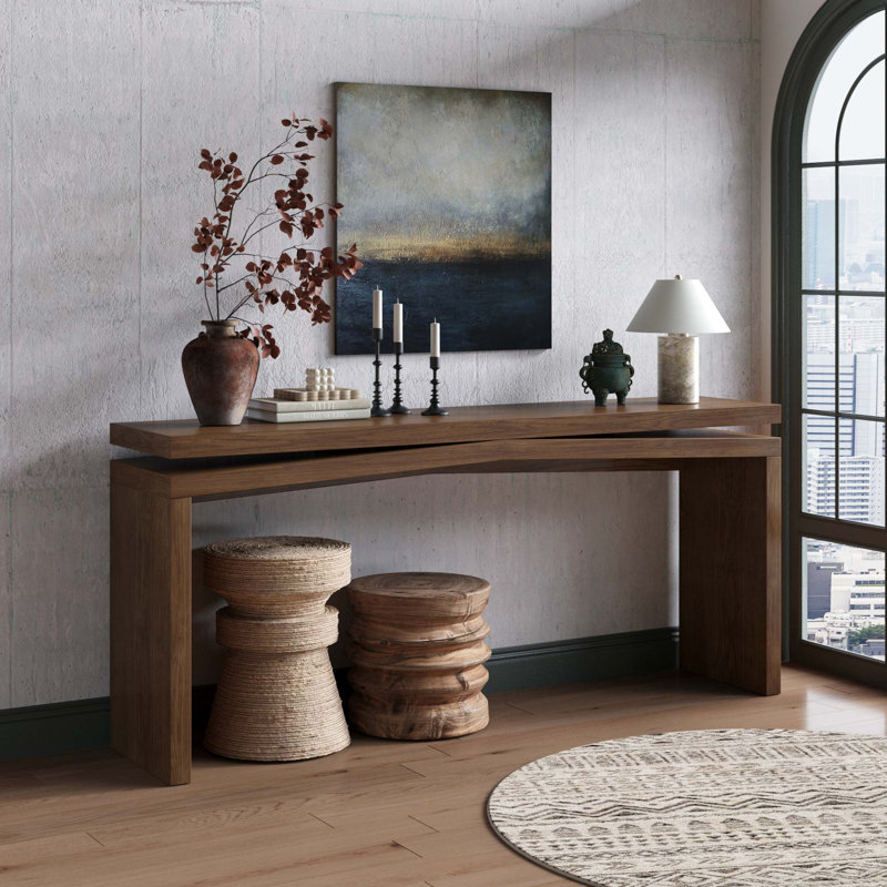 Console rustique en bois massif, Brun rustique profond