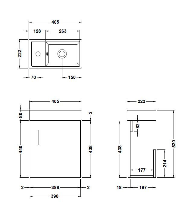 Vault Single Bathroom Vanity with Drop In Vitreous China Basin