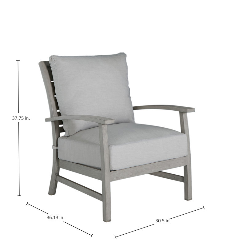 Charleston Patio Lounge Chair with Cushions, No Welt, Linen Forest, Oyster