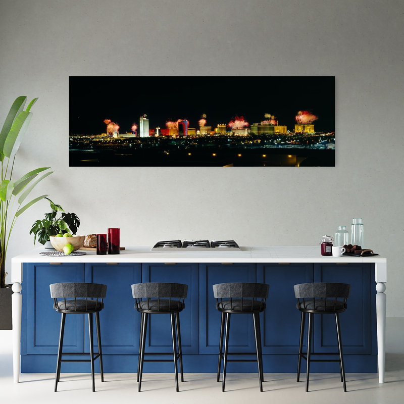 Buildings lit up at night Las Vegas Nevada USA 1 Piece Wrapped Canvas Panoramic Wall Art, 50.8 cm H x 152.4 cm W