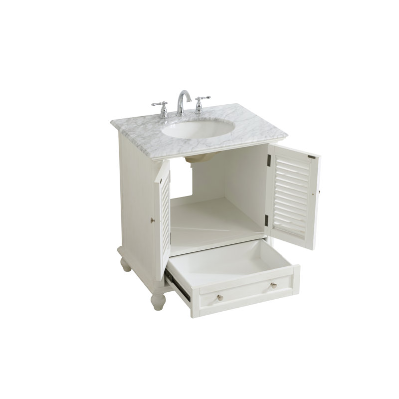 Hansford 30'' Single Bathroom Vanity with Marble Top, White