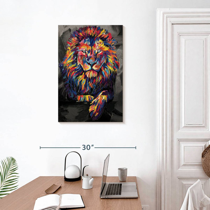 Brampt Lion Lounge couleur abstraite, H 30 po x l 20 po