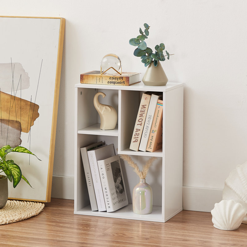 Bookcase With Storage Shelves, Modern Bookshelf For Organizer Display Stand For Home Office, White