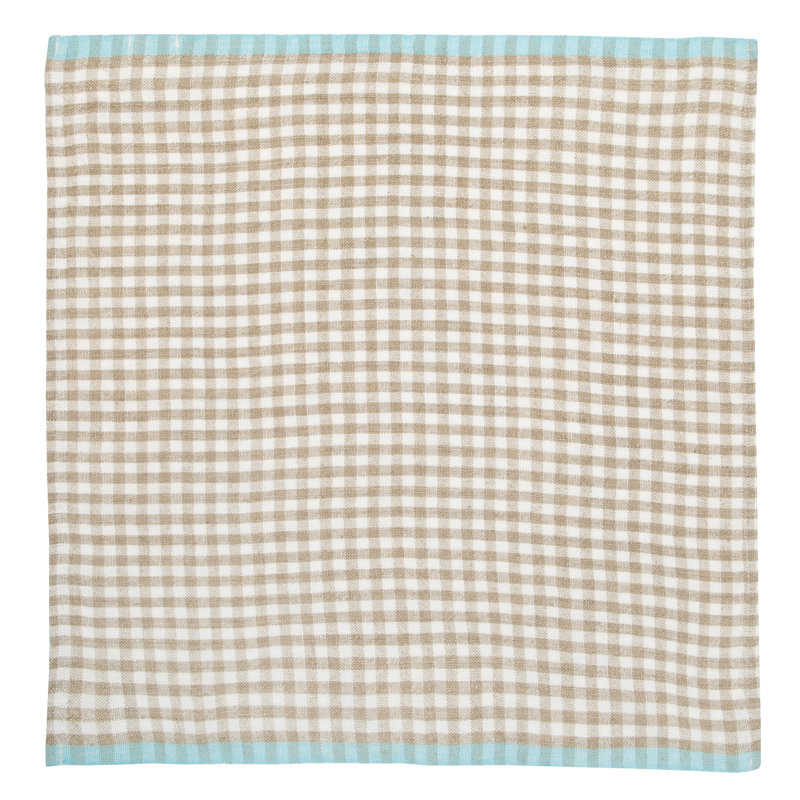 Gingham Dish Towel Kitchen Towel, Natural/Aqua