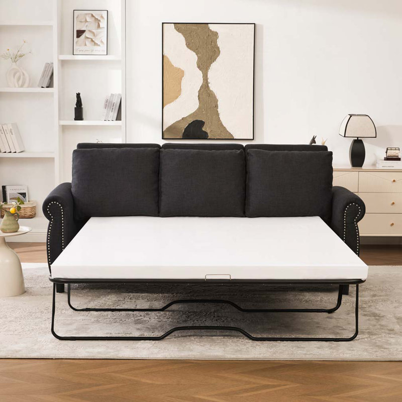 Canapé-lit 81,5 po à 3 places avec canapé-lit et matelas, Gris foncé