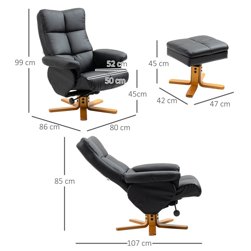 Lahens Upholstered Swivel Recliner with Footstool