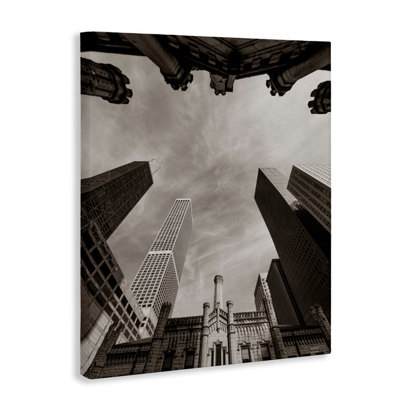 Toile vue de Chicago, vue de Chicago, vue par Nathan Larson, H 30 po x l 24 po
