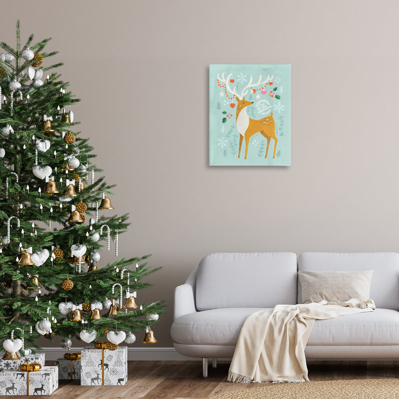 Art mural sur toile Tis The Season Reindeer par Irene Chan, H 30 po x l 24 po