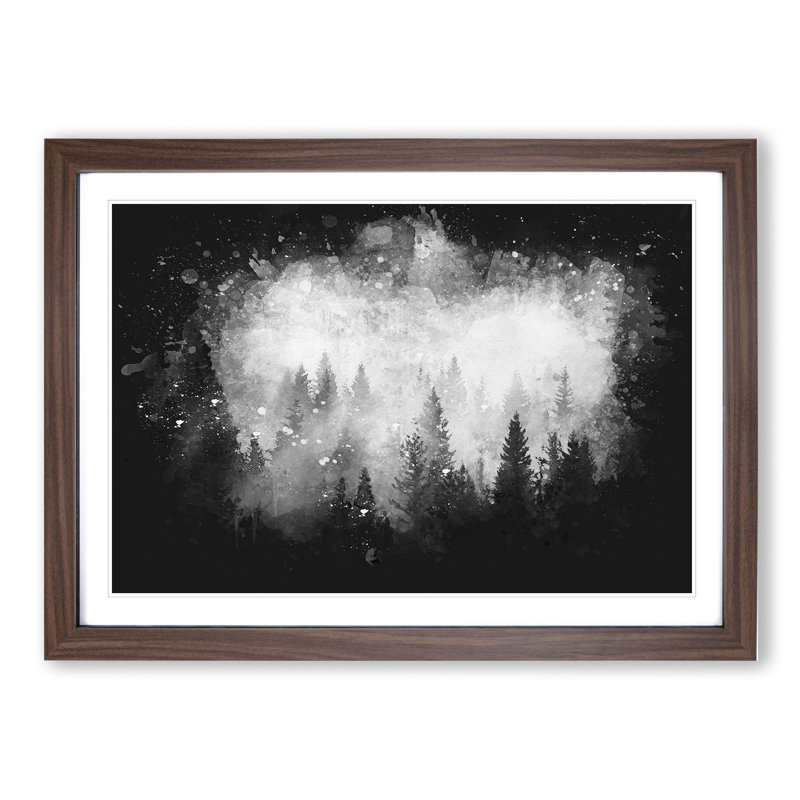 The Misty Forest - Picture Frame Graphic Art, 65cm H x 90cm W x 2cm D, Walnut Framed