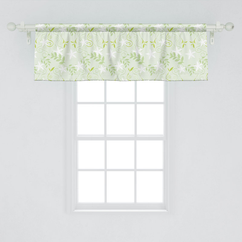 Cantonnière Ambesonne, ensemble de 2 branches florales tourbillonnantes - vert fougère blanc