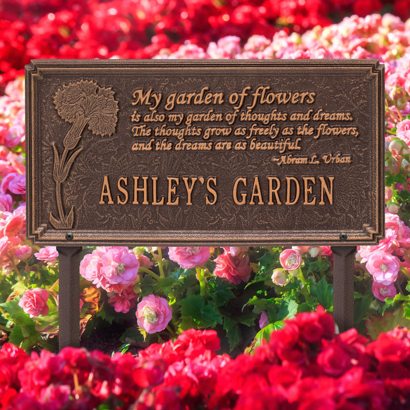 Plaque de jardin personnalisée Dianthus, Cuivre antique, Oui