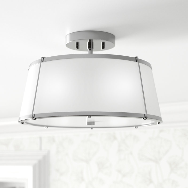 Moxie Semi Flush Mount, Polished Nickel, White