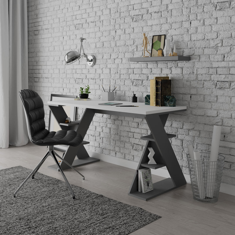 Roma Writing Desk, White/Anthracite