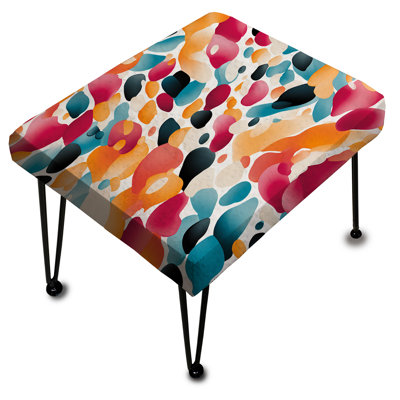 Pink And Blue Vibrant Abstract Wilderness - Abstract Rectangle Ottoman
