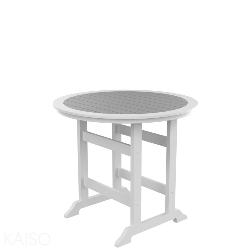Table de bar en PEHD, table de salle à manger, ensemble de bar de patio, table à hauteur de comptoir pour l'extérieur blanc et gris
