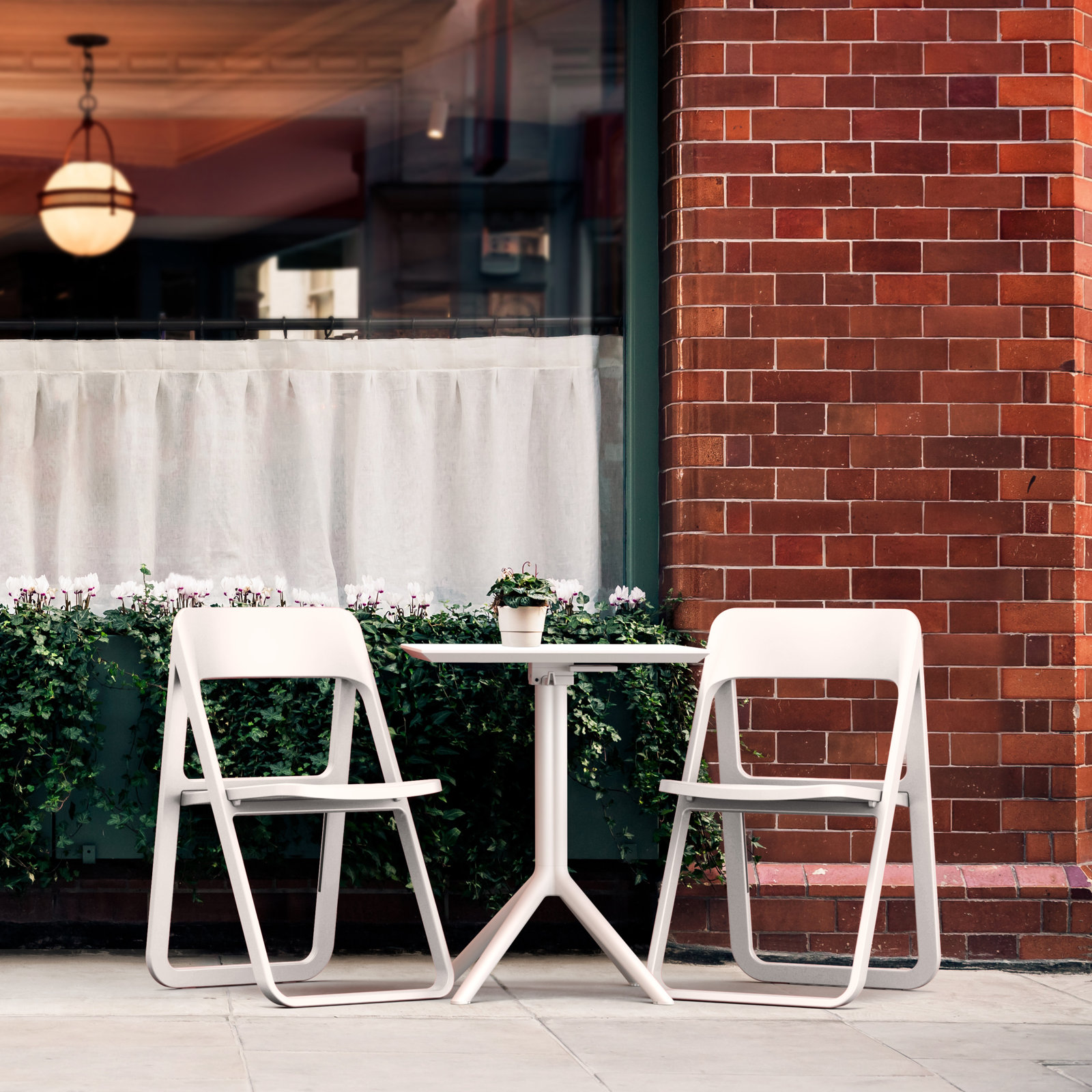 Armo Foldable Patio Side Chair, White