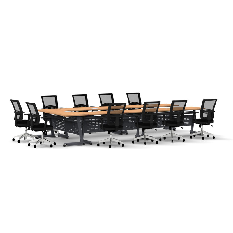 Rectangle 6 Person Flip Top 72'' L Modular Training Table and Chair Set with Casters and Modesty Panel and Cable Management