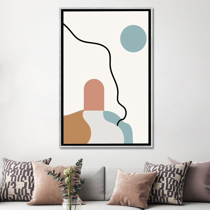 "Boho Terracota Road" par Mambo art studio-impression, Pas de tapis, H 60 po x l 40 po x 1,5 po, Toile avec cadre argenté