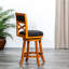 Tabouret pivotant de 24 po de hauteur comptoir gris vieilli avec siège en cuir français, élégant et confortable-1541575314-1541575326
