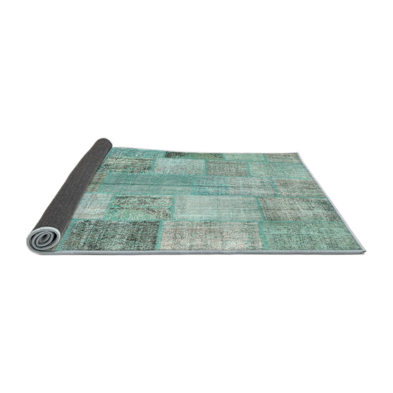 Tapis bleu ciel/crème contemporain Quattro, Rond 3 pi