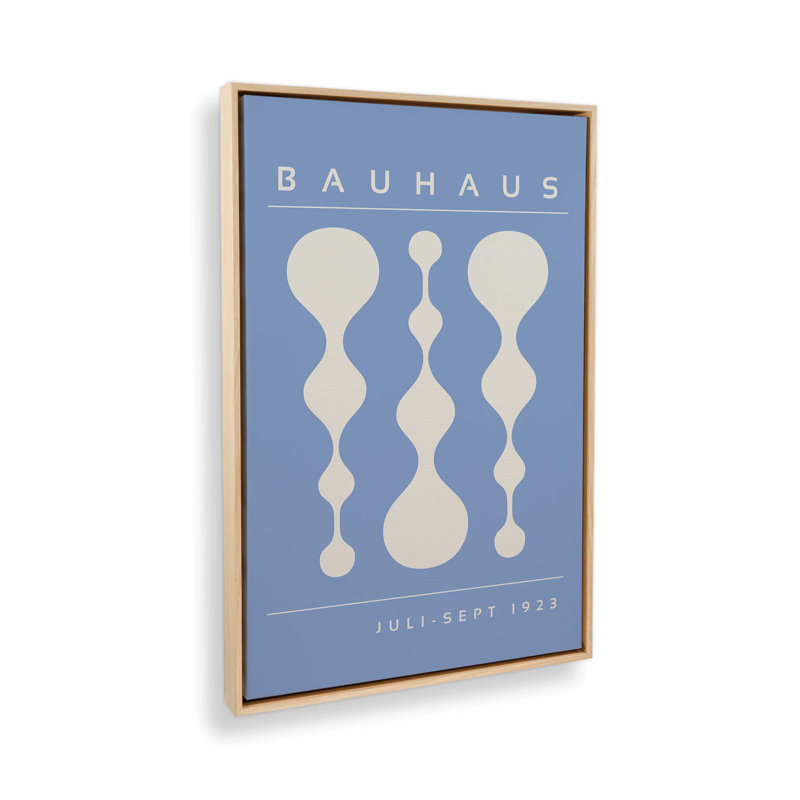 Affiche rétro Bauhaus II , H 18,75 po x l 12,75 po, Bleu clair / blanc cassé, Érable américain