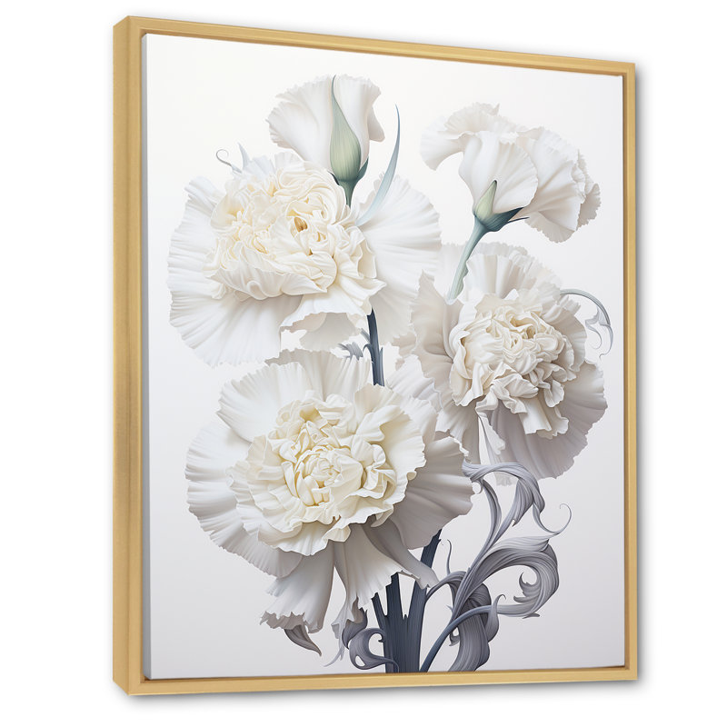 Monochromes minimalisme œillets II sur toile, Cadre naturel flottant, H 32 po x l 16 po x P 1 po