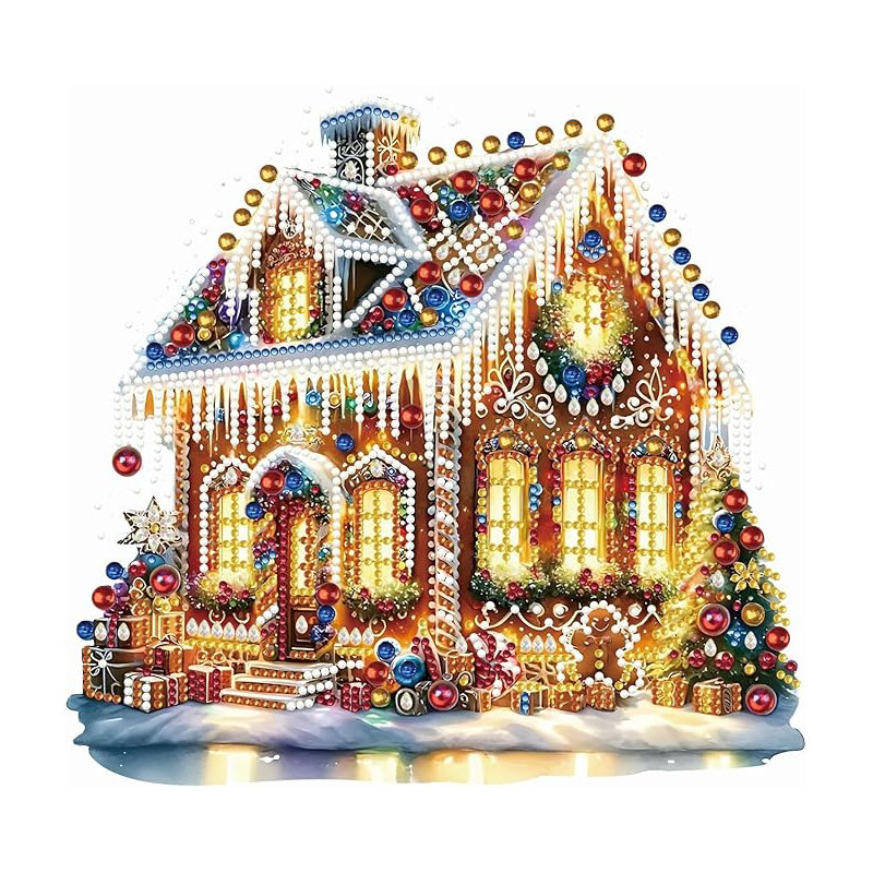 Andhav 5D DIY Festive Christmas House Diamond Painting Kit Crystal Rhinestone Acrylic Table Top Decoration Approx. 20cm x 17cm