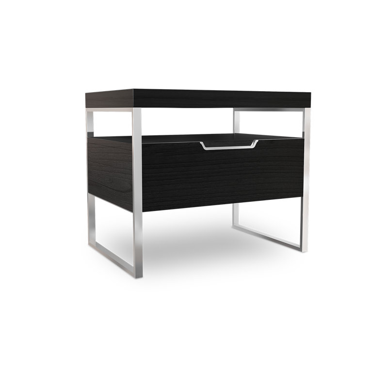 Table de chevet 1 tiroir Sapan, Noir/chrome