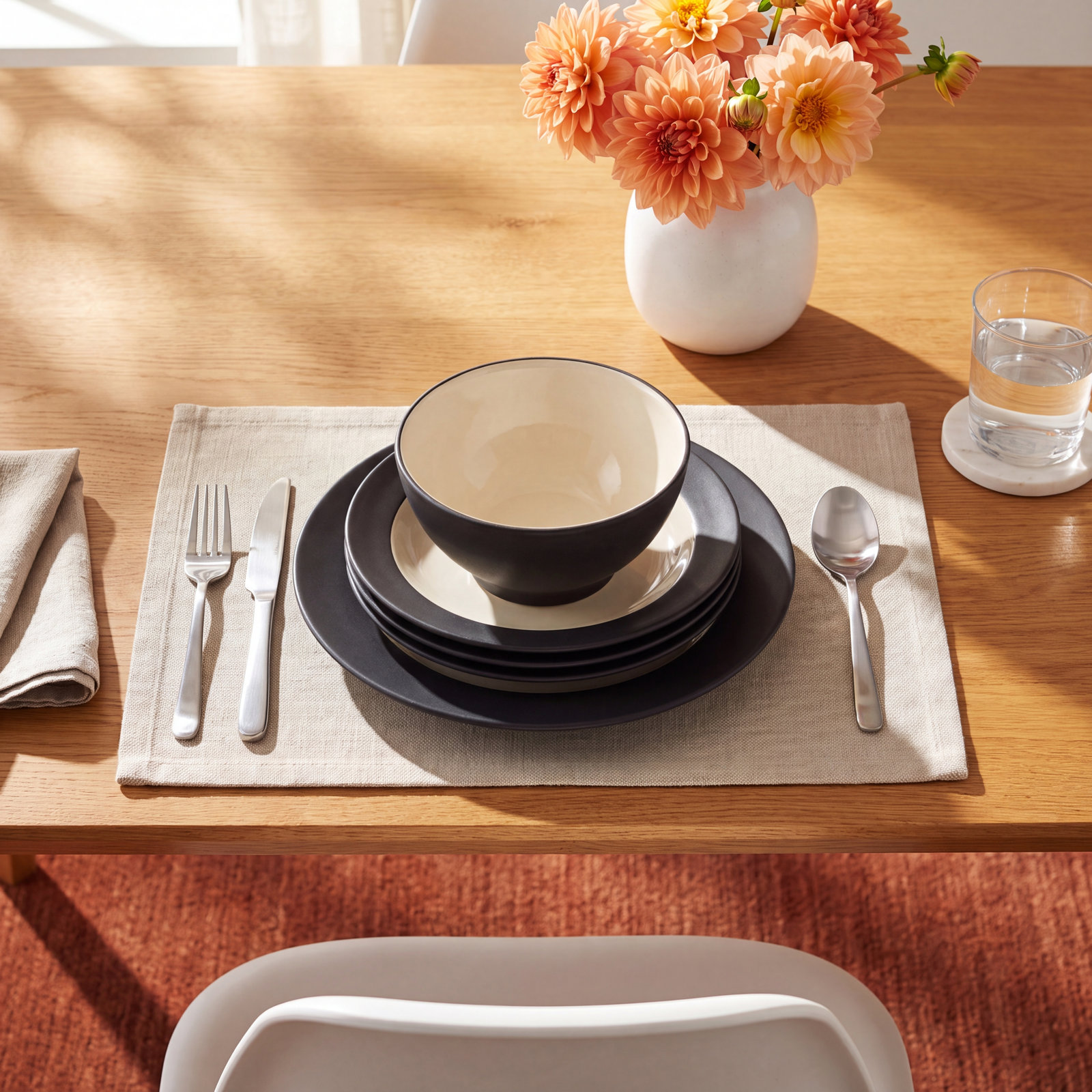 Colorwave Stoneware Dinnerware Set - Service for 4, Graphite