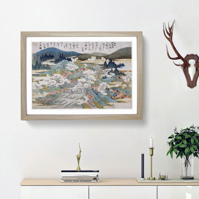 Flowering Cherry Trees by Katsushika Hokusai - Framed Print