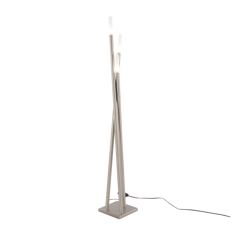 LumiSource Icicle Contemporary Floor Lamp in Brushed Nickel with Frosted Glass Shades - Modern Living Room & Bedroom Lighting