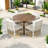 5-piece Patio Dining Table Set Included 1 Extendable Coffee Table, 4 Rattan Arm Chairs With Cushions And Iron Frame
