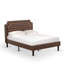 Ensemble de lit 2 pièces avec lit double capitonné à boutons et table de chevet moderne Mid-Century Jacobean - similicuir brun foncé avec texture noire et pieds noirs-229553347-229553344