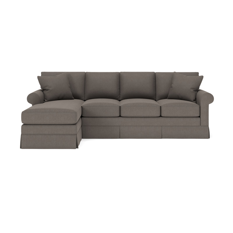 Friedman Upholstered Sectional with Chaise, Left Hand Facing, Drusky Charcoal Sustain® Basketweave