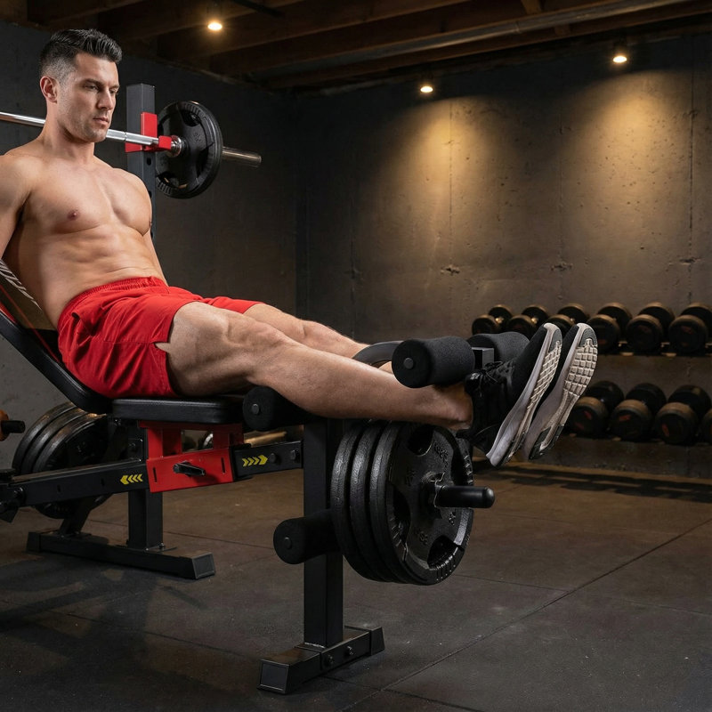 Ensemble de banc de musculation multifonctionnel Professional 900 LBS - Système de gymnastique à domicile 4 en 1 de qualité commerciale