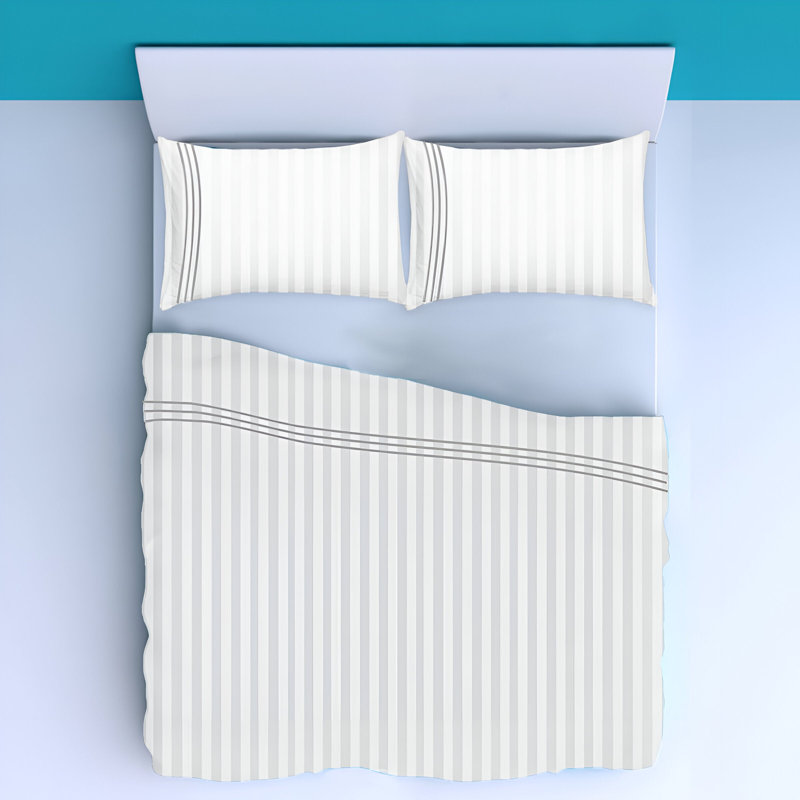 400TC Triple Embroidery Sateen Stripe Cotton 4 Piece Sheet Set Fitted Sheet Fits Upto 16" Deep Pocket, Full XL Sheet Set